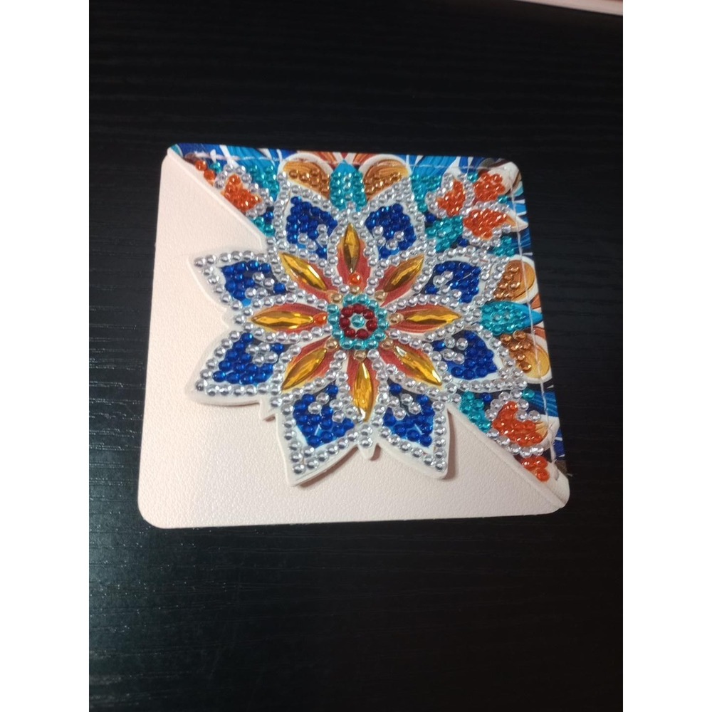 Handmade Diamond Art Corner Bookmark Floral Rhinestone Faux Leather 3.75"